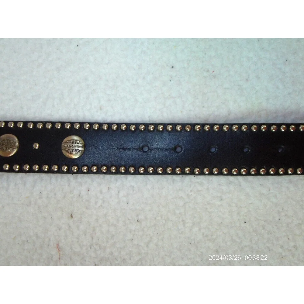 2007‎ Harley Davidson Studded Black Leather Belt with Buckle- XL 38